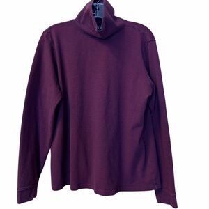 LL Bean Women’s 100% Cotton Turtleneck Sz XL Tall Striped Navy/Maroon